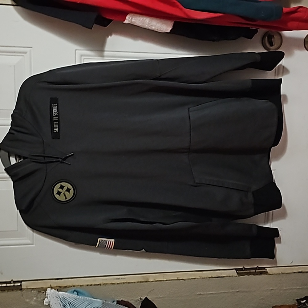 NFL GRAY PITTSBURGH STEELERS SALUTE TO SERVICE HOODIE NWOT